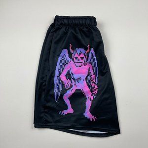 Black shorts with demon graphic